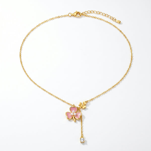 Azure Clover Layered Charm Neckchain