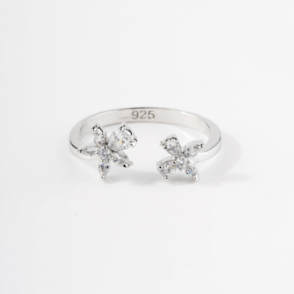 Twin Bloom Adjustable Ring