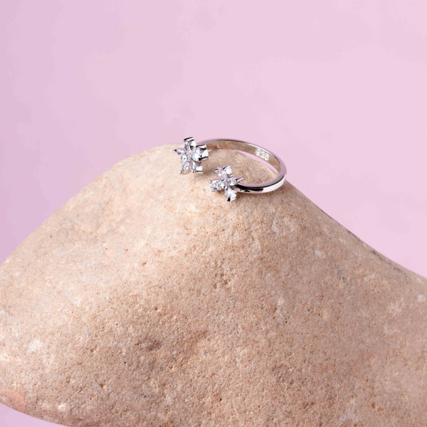 Twin Bloom Adjustable Ring