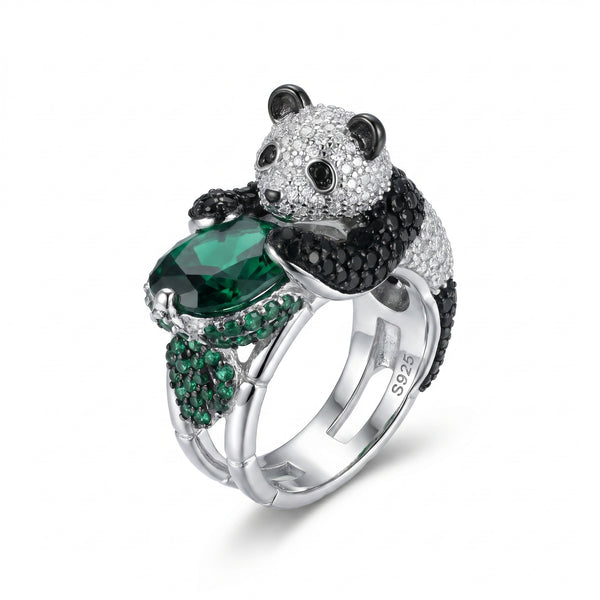 Emerald Panda 92.5 Silver Ring