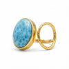 Larimar 92.5 silver ring with 1.5 micron gold plating