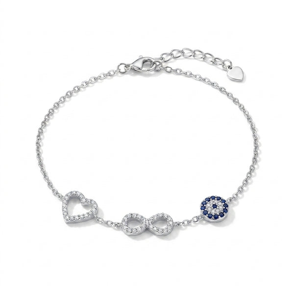 Evil Eye Heart Charm Bracelet