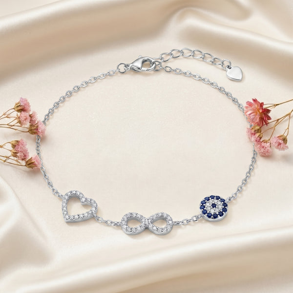Evil Eye Heart Charm Bracelet
